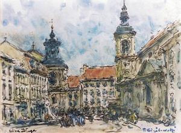 Widok Na Ulice Dluga W Warszawie Oil Painting by Tadeusz Ii Cieslewski