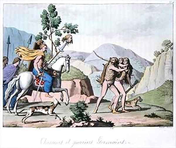 Germanic hunters and warriors Oil Painting by G. and Raineri, Vittorio Bramatti