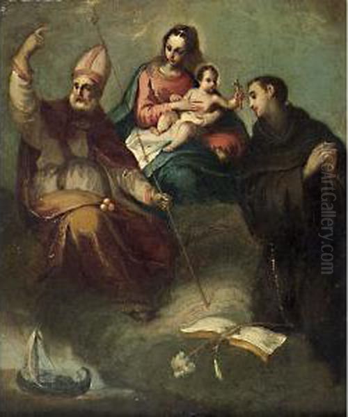 Madonna Con S. Nicola Oil Painting by Giambettino, Giov. Cignaroli B