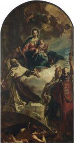 Santi Intercedono Presso La Madonna Per Le Anime Del Purgatorio Oil Painting by Giambettino, Giov. Cignaroli B