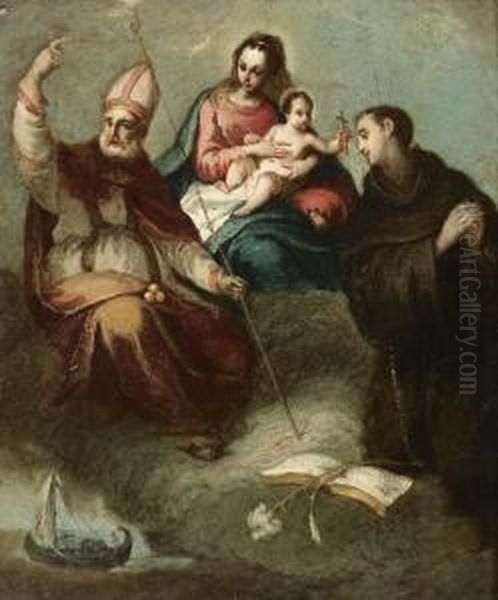 Madonna Col Bimbo E I Santi Nicola Da Bari E Antonio Da Padova Oil Painting by Giambettino, Giov. Cignaroli B