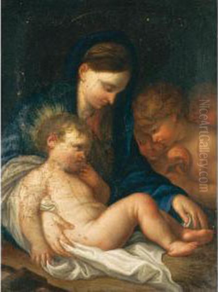 Madonna Col Bambino E Angeli Oil Painting by Giambettino, Giov. Cignaroli B