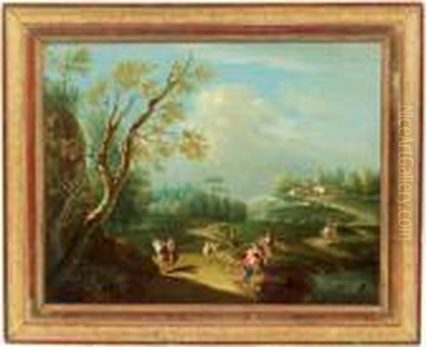 Paesaggio Con Figure Oil Painting by Vittorio Amedeo Cignaroli