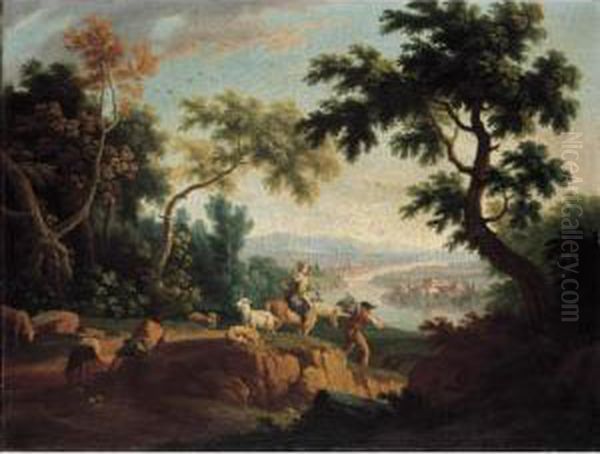 Paesaggio Con Viandanti Oil Painting by Vittorio Amedeo Cignaroli