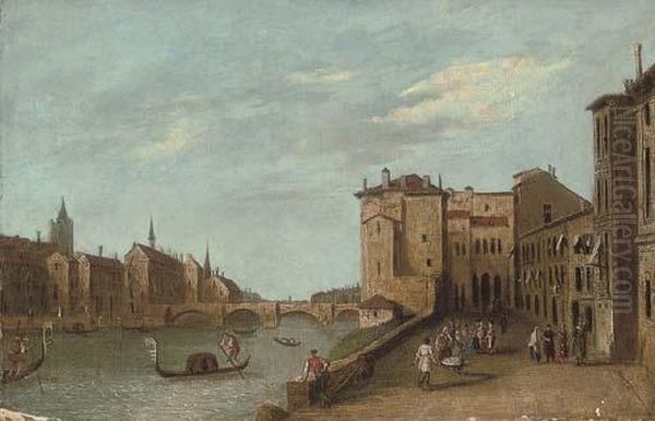 A Venetian Capriccio Oil Painting by Gianbattista Cimaroli