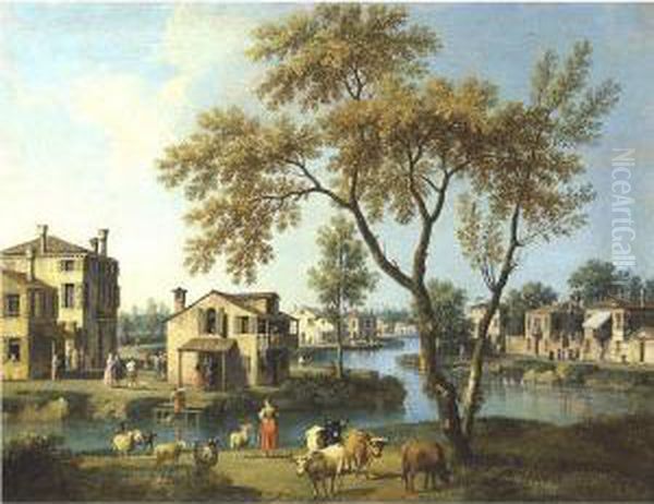 Views Of Towns In The Veneto Oil Painting by Gianbattista Cimaroli