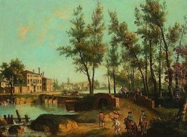 Flusslandschaft Im Veneto Oil Painting by Gianbattista Cimaroli