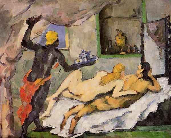 Afternoon In Naples With A Black Servant Oil Painting by Paul Cezanne