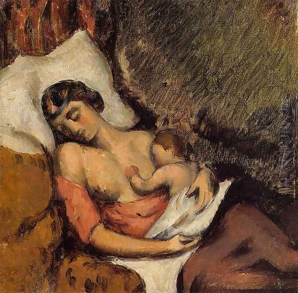 Hortense Breast Feeding Paul Oil Painting by Paul Cezanne