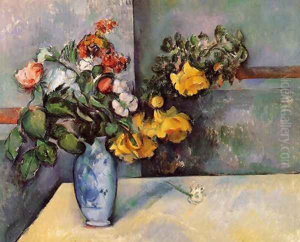 Still Life Flowers In A Vase Oil Painting by Paul Cezanne