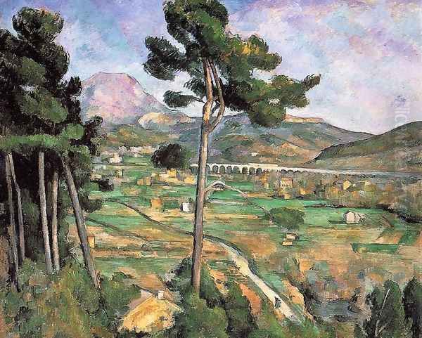 Landscape With Viaduct Mont Sainte Victoire Oil Painting by Paul Cezanne