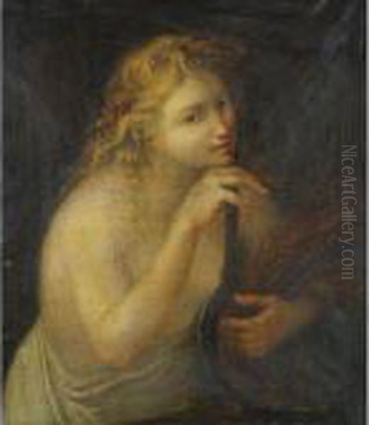 Ceres Holding A Sheaf Of Wheat And A Scythe Oil Painting by Giovanni Batista Cipriani