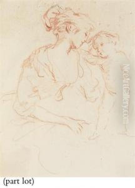 A Group Of Seven Drawings, Including A Mother And Child Oil Painting by Giovanni Batista Cipriani