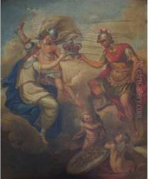 An Allegory: Mars And Bellona With Mercury (?) Oil Painting by Giovanni Batista Cipriani