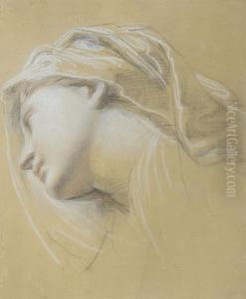 Tete De Femme Voilee, Vue De Profil Vers La Gauche Oil Painting by Giovanni Batista Cipriani