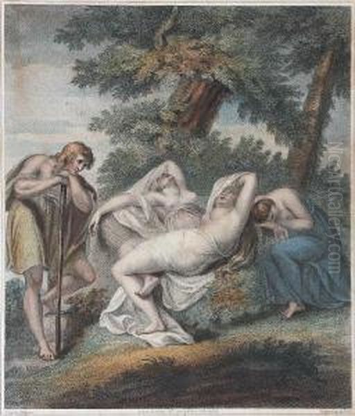 Cimone And Ifigenia; Nymphs And Satyr Oil Painting by Giovanni Batista Cipriani