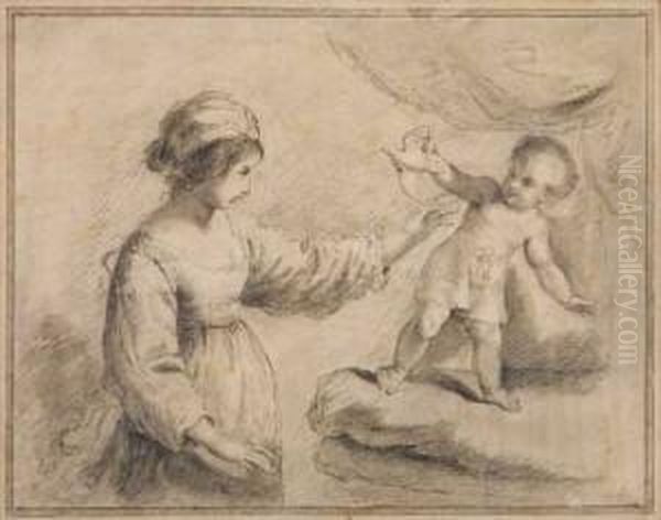 Virgin And Child With A Dove Oil Painting by Giovanni Batista Cipriani