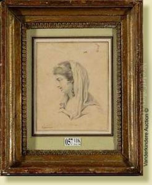 Profilde Femme Au Voile, Lavis 
Sur Papier. Signe En Bas A Gauchecipriani. Ecole Italienne. Dim.: 14x11 
Cm Oil Painting by Giovanni Batista Cipriani