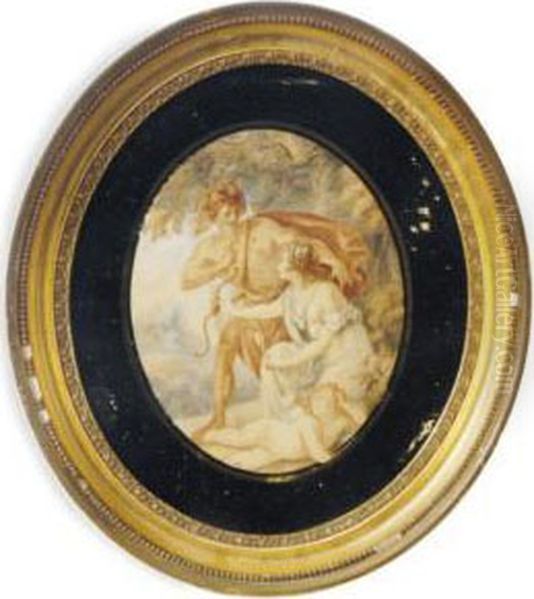 Venus And Adonis With Cupid Oil Painting by Giovanni Batista Cipriani