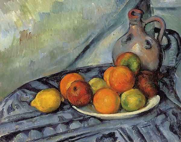 Fruit And Jug On A Table Oil Painting by Paul Cezanne