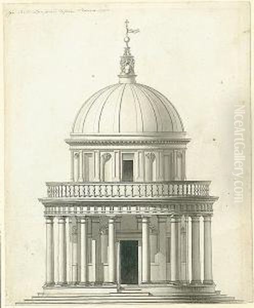 A Study Of The Tempietto At San Pietro In Montorio, Rome Oil Painting by Giovanni Batista Cipriani