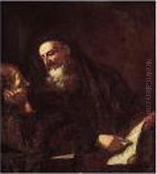 A Philosopher Instructing A Pupil Oil Painting by Giovanni Batista Cipriani