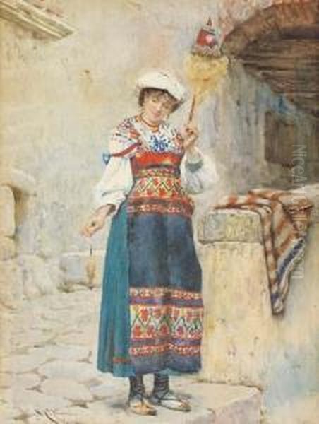 La Ragazza Di Subiaco Oil Painting by Nazareno Cipriani