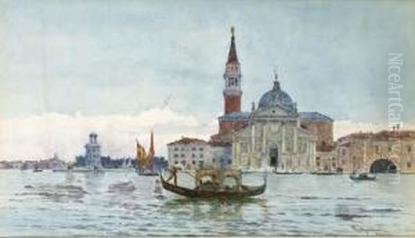 Venezia, Gondole E Barche A San Giorgio Oil Painting by Nazareno Cipriani