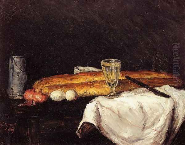 Still Life With Bread And Eggs Oil Painting by Paul Cezanne