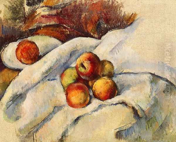 Apples On A Sheet Oil Painting by Paul Cezanne