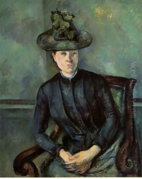 Woman In A Green Hat Aka Madame Cezanne Oil Painting by Paul Cezanne