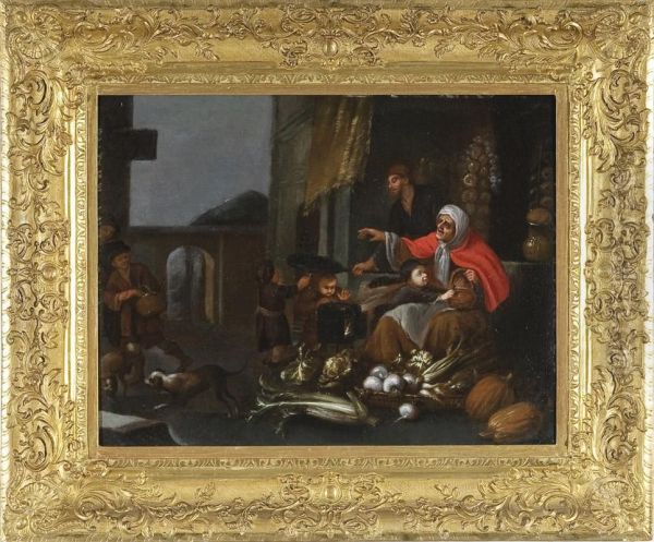 Venditrice Di Ortaggi (l'inverno) Oil Painting by Pier Francesco Cittadini Il Milanese