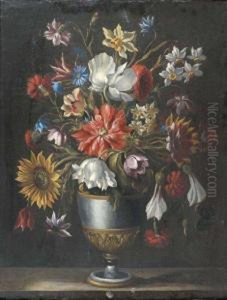 Nature Morte Au Bouquet De Fleurs Oil Painting by Pier Francesco Cittadini Il Milanese