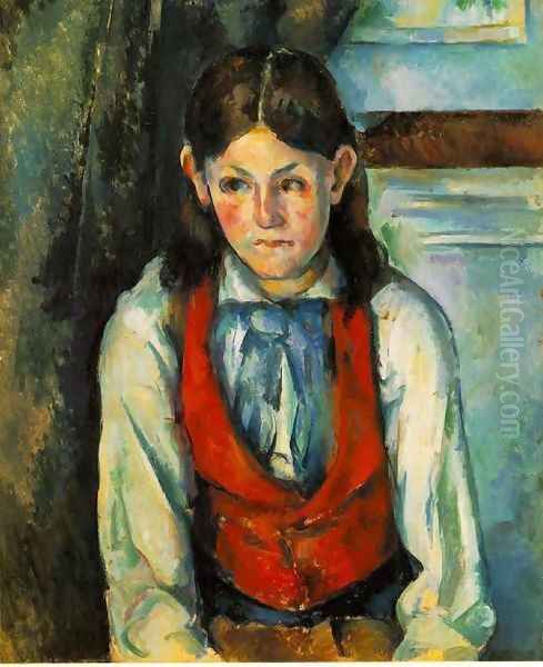 Boy In A Red Vest 4 Oil Painting by Paul Cezanne