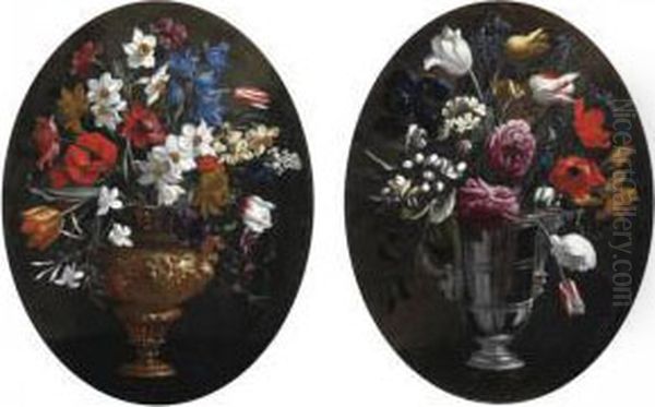 Nature Morte Con Vasi Di Fiori Oil Painting by Pier Francesco Cittadini Il Milanese