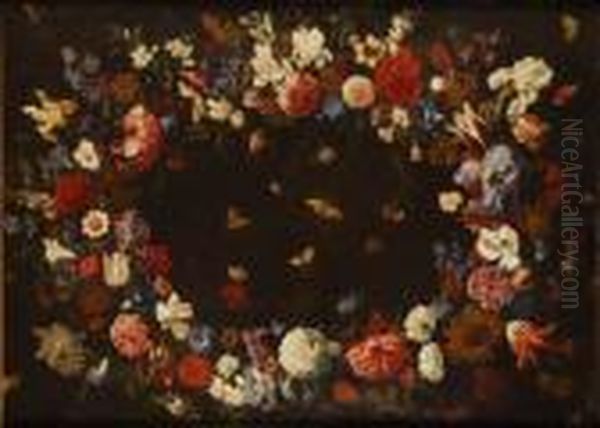 Guirnalda De Flores Con Mariposas Oil Painting by Pier Francesco Cittadini Il Milanese