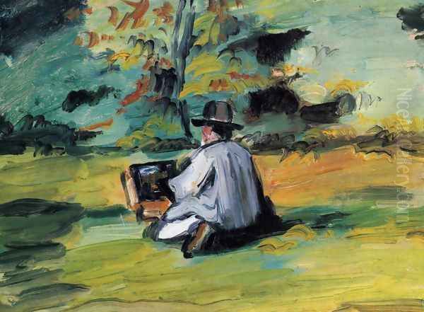 A painter in the work Oil Painting by Paul Cezanne