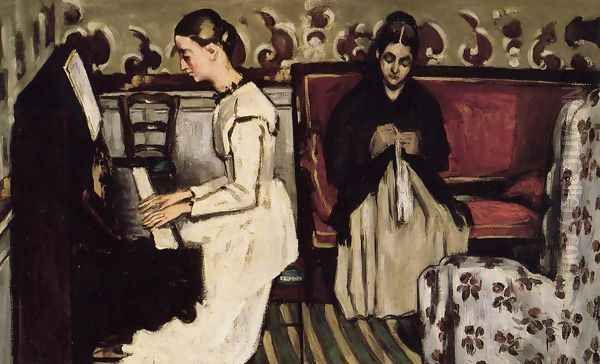 Young Girl At The Piano Overture To Tannhauser Oil Painting by Paul Cezanne