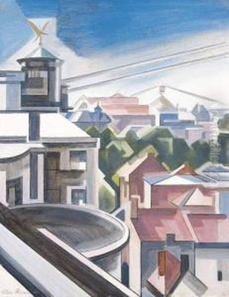 Vue Exterieure Du Musee (1930) Oil Painting by Albert Claes-Thobois