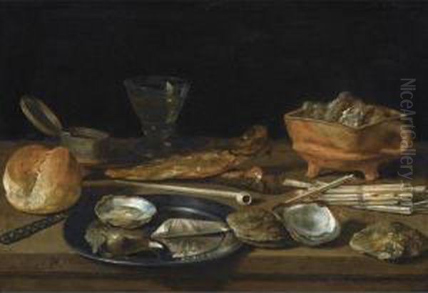 Still Life With A Brazier Oil Painting by Pieter Claesz.