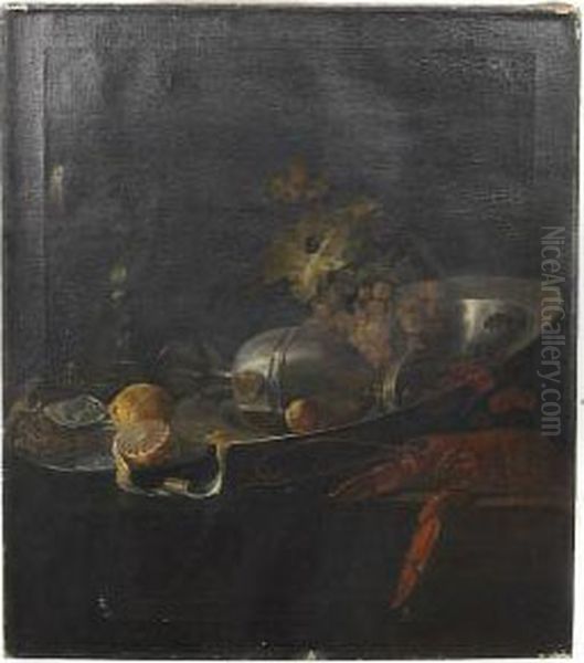 A Still Life With Lobster And Fruit Oil Painting by Pieter Claesz.