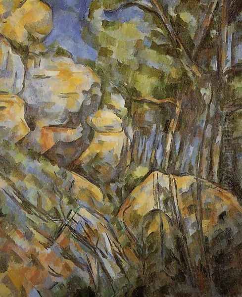 Rocks Near The Caves Above The Chateau Noir Oil Painting by Paul Cezanne