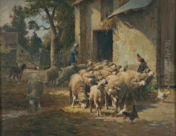 La Sortie Des Moutons Oil Painting by Charles Clair