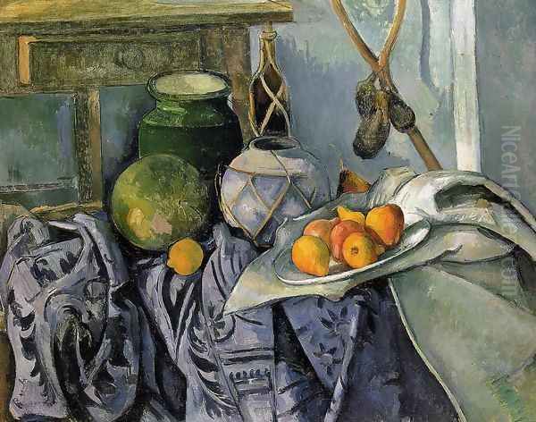 Still Life With A Ginger Jar And Eggplants Oil Painting by Paul Cezanne