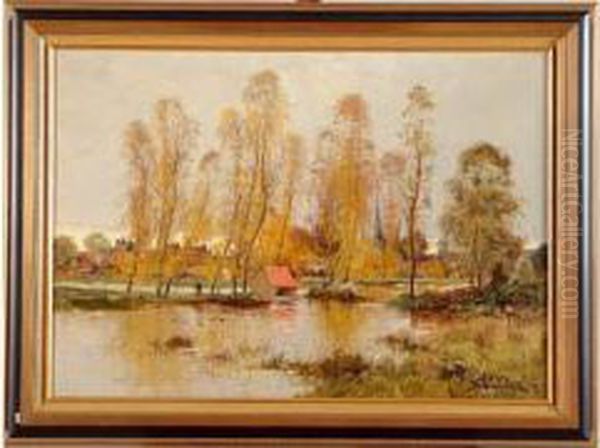 L'etang Du Village Oil Painting by Charles Clair