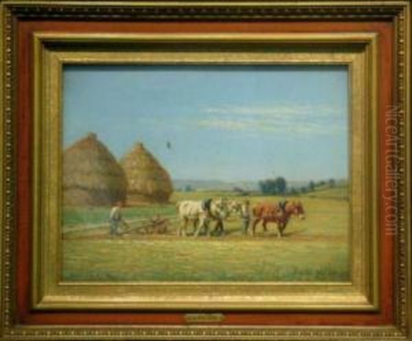 Plowing The Field Oil Painting by Charles Clair