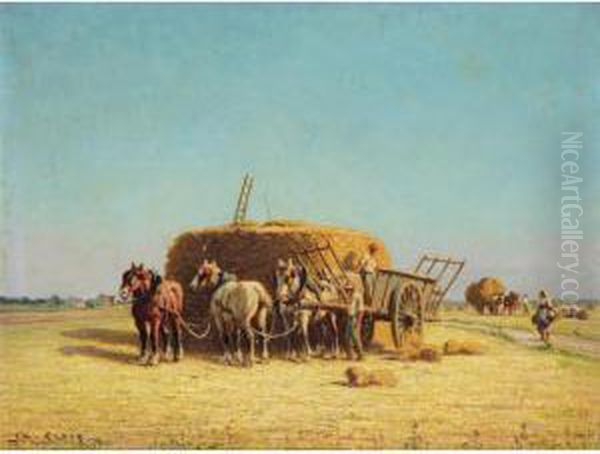 Harvesting Oil Painting by Charles Clair