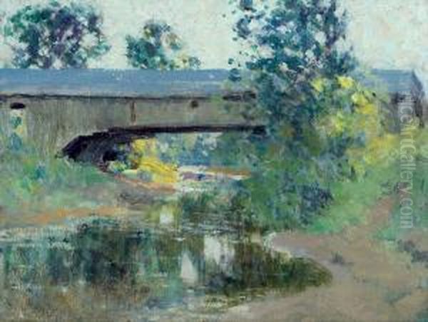 Covered Bridge, Berthier, Que Oil Painting by William Henry Clapp