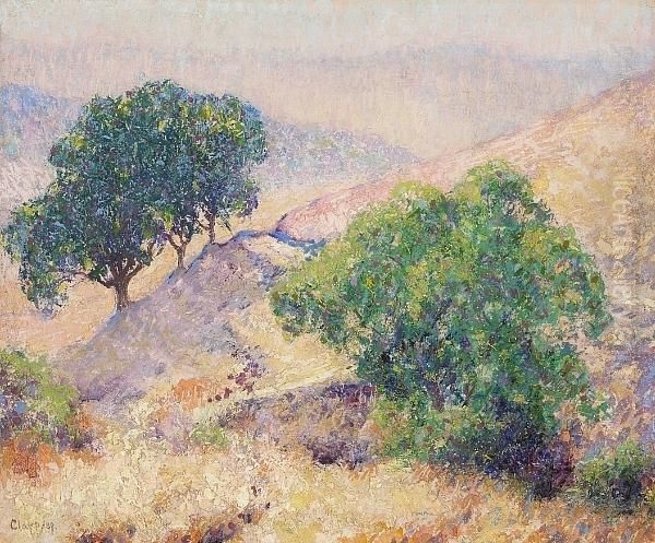 Golden Hills And Trees In Spring Oil Painting by William Henry Clapp