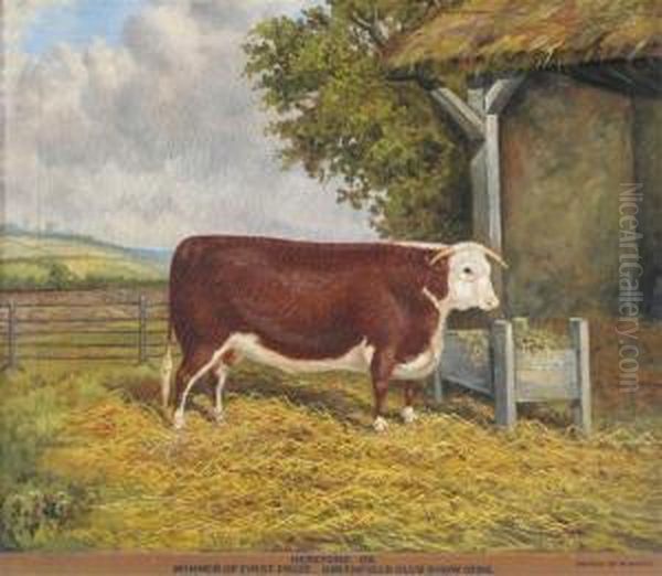 Hereford Ox Oil Painting by A. Clark